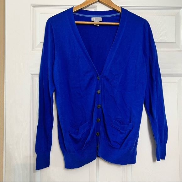 JCP Blue Button-Up Women's Cashmere Blend Sweater - Picture 1 of 5